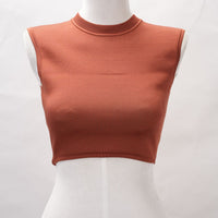 Hermes Brown Noisette Silk Cropped Sleeveless Top 34