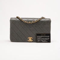 Chanel Vintage Black Quilted Lambskin Classic Full Flap Chain Shoulder Bag 1991