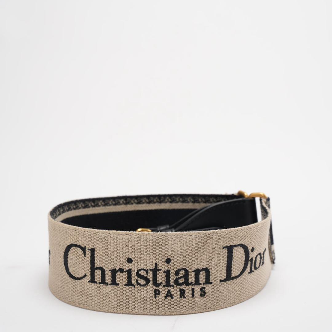 Adjustable shoulder strap with Christian Dior Paris embroidery in