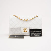 Chanel Vintage Classic Double Flap Bag White 1996