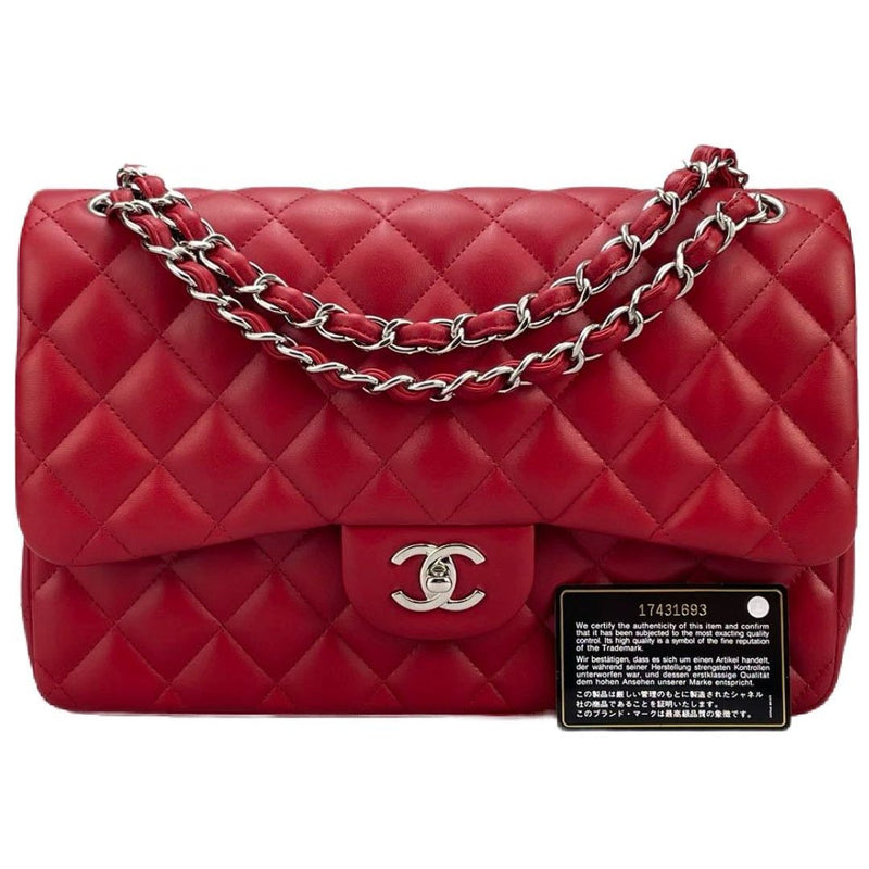 Chanel Jumbo Rouge Classic Flap Bag in Lambskin with silber Hardware Chanel Bag MILOURA