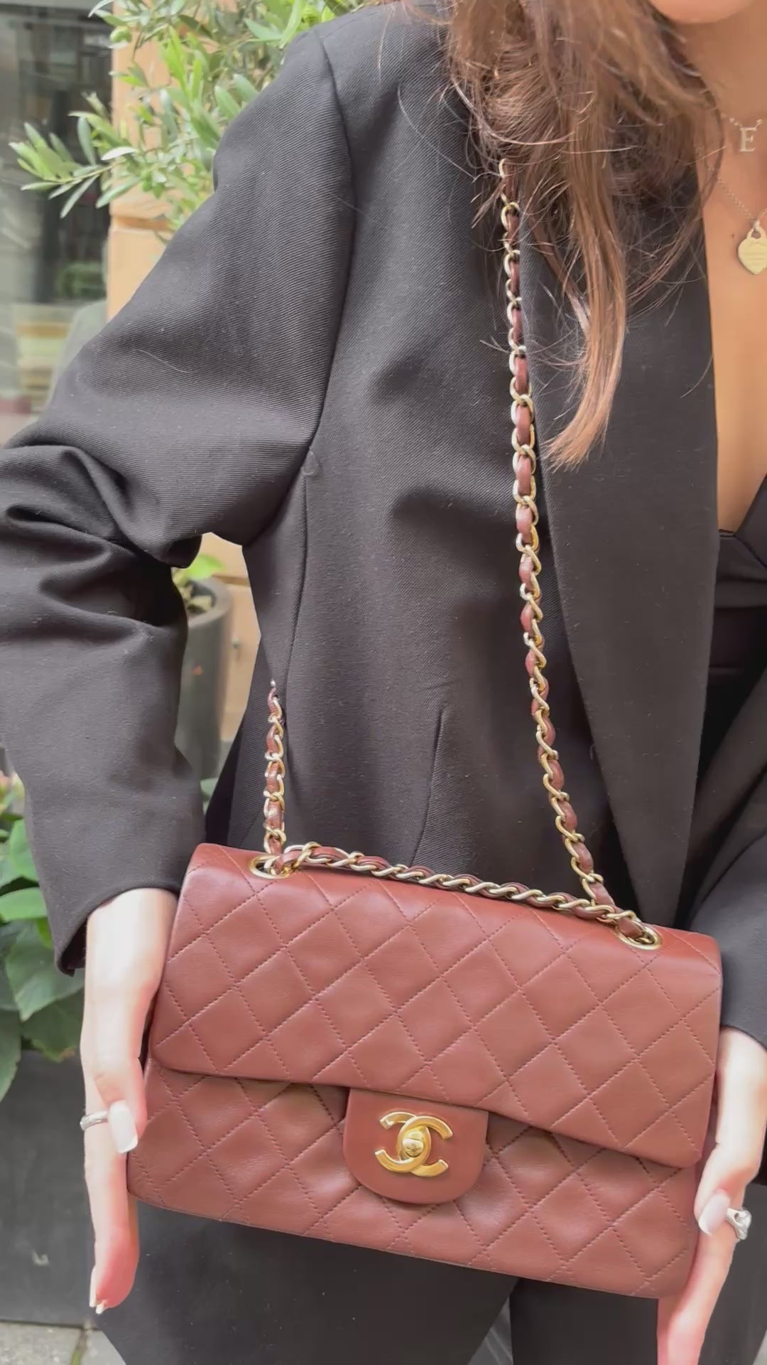 Chanel Vintage Small Double Flap Bag Chocolate Brown 1996