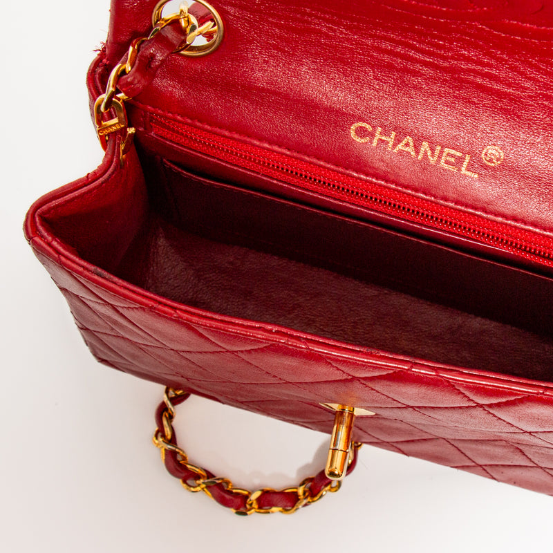 Chanel Vinatge Mini Square Single Flap Red 1991  - Inside
